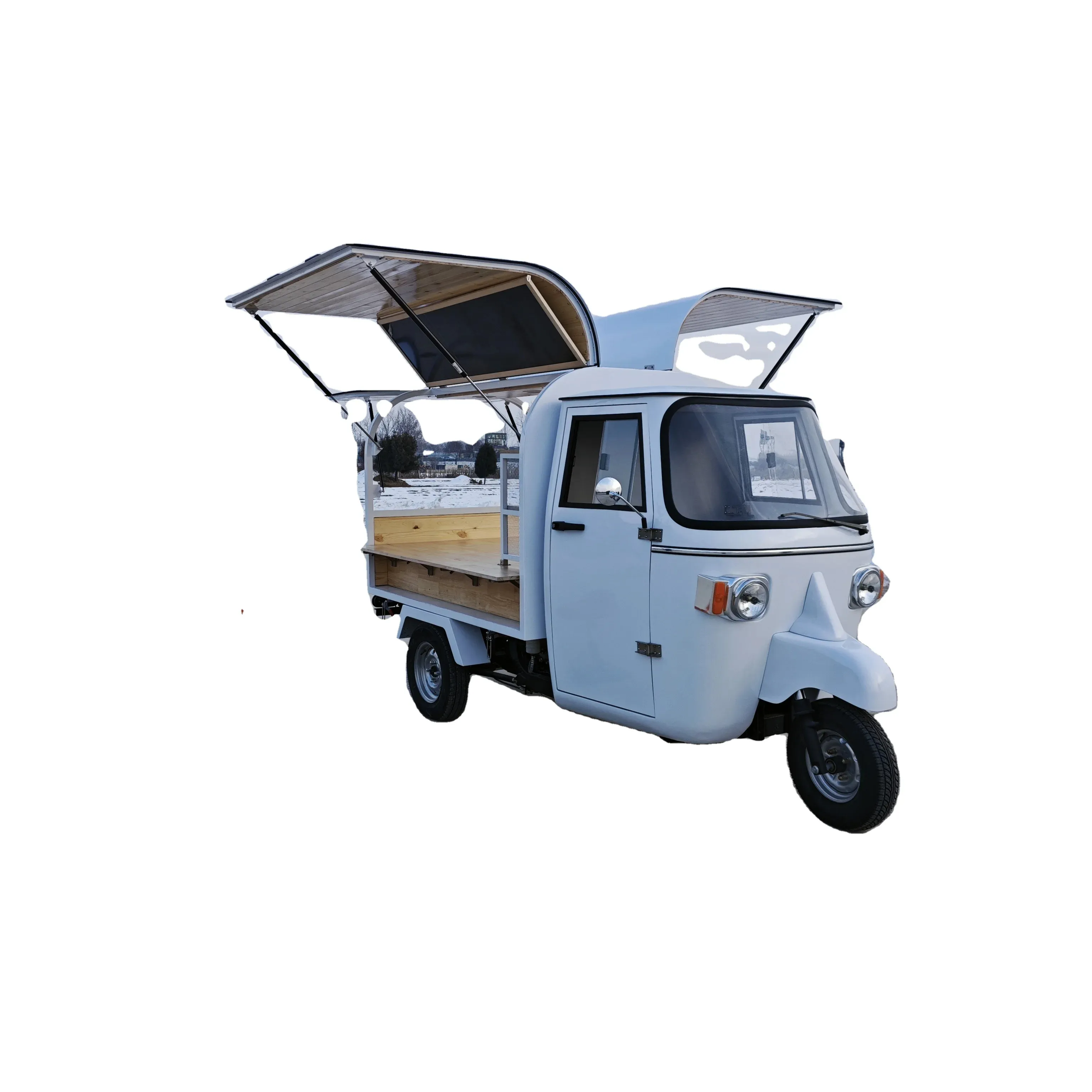 Tuk-tuk électrique petit camion de nourriture de pizza de poulet frit à vendre camions de nourriture de tricycle de capot d'échappement