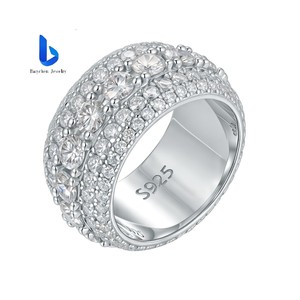 Wholesale VVS Moissanite 5 Row Prong Set <strong>Sterling</strong> <strong>Silver</strong> 18K Gold Plated Luxury Eternity Band <strong>Ring</strong> for <strong>Men</strong> - Product Image 1