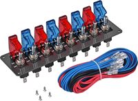 Panneau de commande d'allumage de course 8 gangs en fibre de carbone avec couvercle rouge et bleu, interrupteur à bascule et indicateur LED 12V pour voiture de course