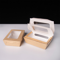 Boîte à sushi en kraft 3 tailles avec double fenêtre, conteneur à sushi jetable pour emporter, boîte d'emballage alimentaire personnalisée avec logo OEM en gros