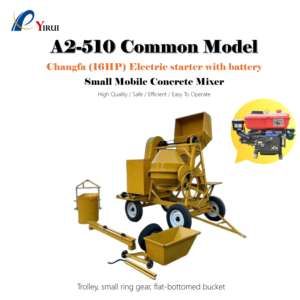 Mezcladora de Concreto Móvil Pequeña de Alta Eficiencia, Modelo Regular A2-510, Personalizable, con Motor Diésel de 16 HP, 510 L, 12 m/h - Product Image 1