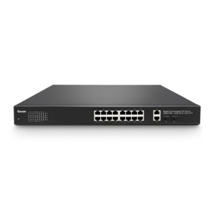 16 PoE + bağlantı noktası 1U rafa monte edilebilir 300W 16 portlu Gigabit Ethernet yönetilmeyen <span class=keywords><strong>2</strong></span> 1G Uplink SFP PoE anahtarı - Product Image 1