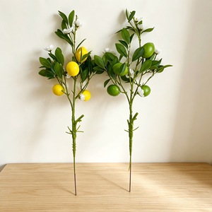 Citron artificiel à tige unique 60 cm en plastique, fausse décoration fruitière pour la maison, arrangement de fruits porte-bonheur sans pot - Product Image 1