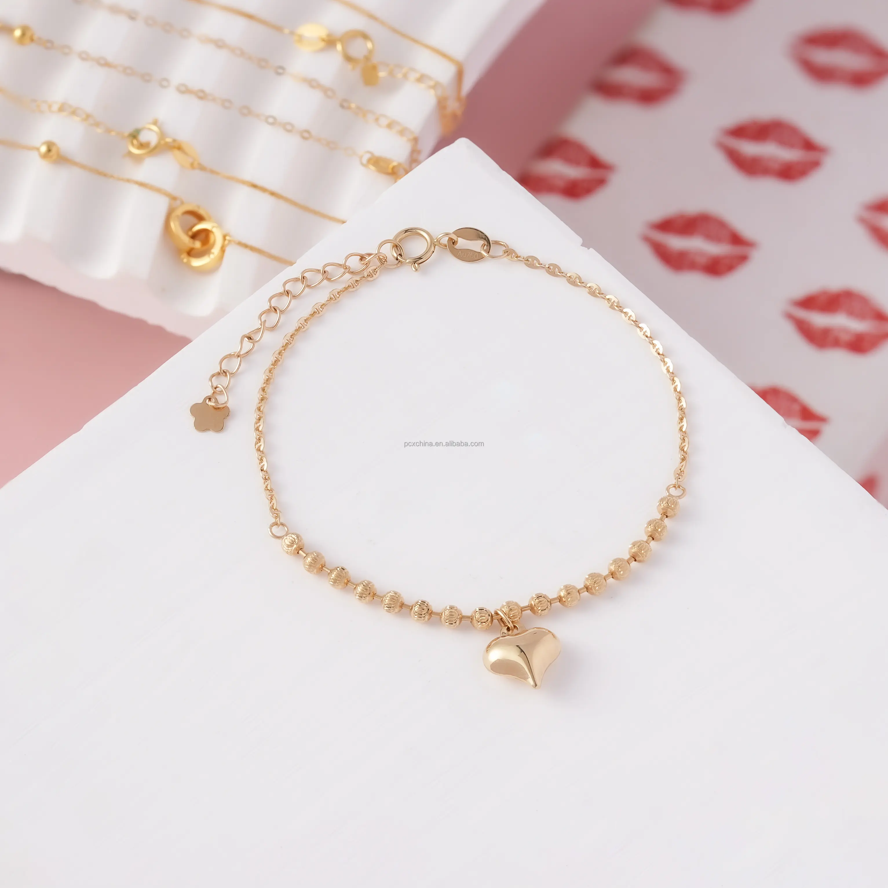 Hot Selling Heart Pendant Ornaments Chain Gift Women's 14k 18k 10k pure gold choker Love pendant Vegan gold accessory necklace