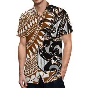 Spring Summer New Fashion Hawaiian Print Shirt Men Polynesian Tribal Formal Shirts Custom Big Size Men Shirt