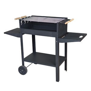<b>Outdoor</b> Charcoal <b>BBQ</b> Grill 122x48x87cm Adjustable Height Multifunctional With Side <b>Tables</b> And Storage Shelf - Product Image 3
