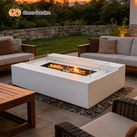 Table de foyer extérieur moderne au propane Gnee Garden avec panneaux en verre, en acier Corten résistant aux intempéries, autoportante, écologique, épaisseur 3 mm, 9999