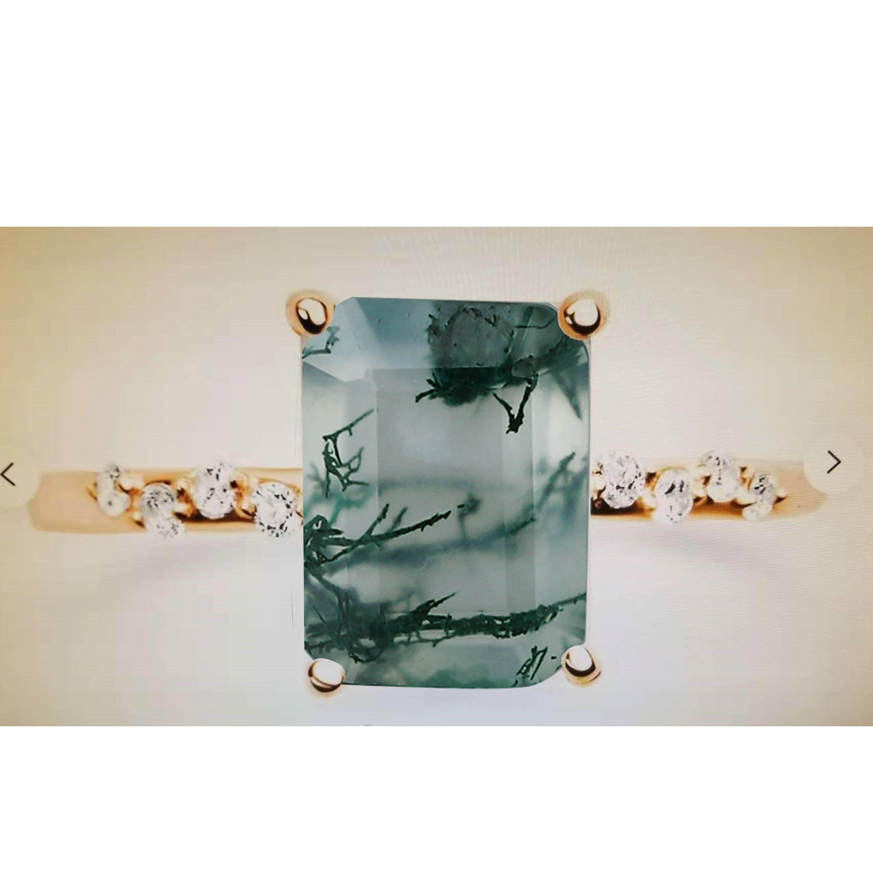 Natural Moss Agate-Rose Gold