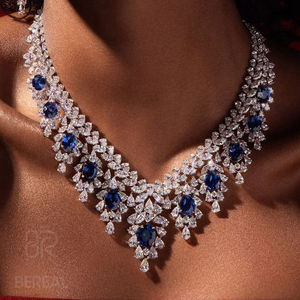 Ensemble de bijoux de mariée personnalisé en or 18 carats avec collier et boucles d'oreilles en moissanite VVS, chaîne en argent 925 avec diamants en moissanite de laboratoire, bijoux pour femmes - Product Image 1