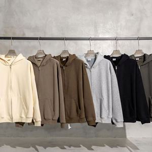 H5417 New Arrivals Custom Heavyweight 420g <b>Fleece</b> <b>Liner</b> Zipper Hoodies Plain Oversized Zip up Hoodies - Product Image 4