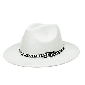 <span class=keywords><strong>Chapeau</strong></span> Fedora unisexe de style européen et américain, printemps et automne, style jazz, large bord, décoratif, rayures zébrées, ceinture, fête, quotidien, extérieur - Product Image 1