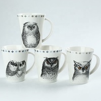 Nouveau Restaurant Collection 350ml Bone China Owl Tasse à café Souvenir Tasse en céramique avec un design élégant