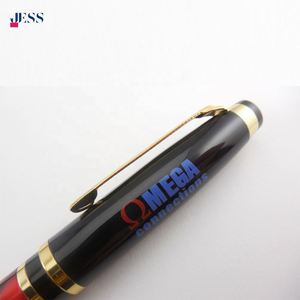 Cadeau d'affaires de luxe, stylo à bille en acrylique rouge, stylos en métal noir originaux avec logo personnalisé, stylo lourd pour signature - Product Image 5