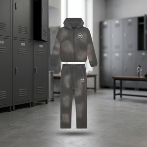 Ensemble de survêtement deux pièces pour homme en molleton technique brodé, coton personnalisé, délavé à l'acide, grande taille - Product Image 3