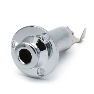 Chrome 6,35mm Mono Bass Jack Socket correa de guitarra botón salida Jack para piezas de guitarra eléctrica acústica - Product Image 2
