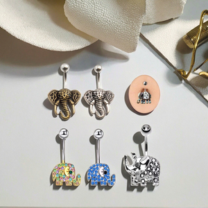 आदिवासी हाथी डिजाइन शरीर भेदी गहने सर्जिकल स्टील नाभि रिंग फैशनेबल थोक थोक पेट बटन छल्ले - Product Image 3