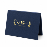Boîte rigide en papier avec fente pour cartes VIP personnalisées bleu marine, impression dorée à chaud, emballage cadeau pour membres d'entreprise, vente en gros