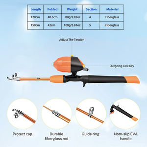 <span class=keywords><strong>Ensemble</strong></span> de canne à pêche en fibre de verre avec poignée en EVA, équipement de pêche en eau profonde pour la pêche au bar, <span class=keywords><strong>ensemble</strong></span> complet, appâts souples, hameçons et ligne 1,2 m - Product Image 4