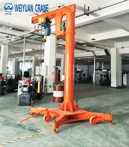 מנוף זרוע 1T 2T 3T עם שלט רחוק, סיבוב ממונע, הרמה חשמלית עם שרשרת, גלגלים, סוללה, מנוף זרוע נייד - Product Image 1