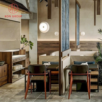 Ensemble de mobilier moderne pour café-restaurant, couleur personnalisable, table, chaise en cuir marron foncé, structure métallique, pour café et salle à manger