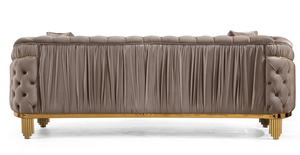 Modern Style Modular 2 Piece Apartment Living Room Set (includes <b>Sofa</b> + Loveseat) Made Velvet Button Tufted Surface Taupe Color - Product Image 2