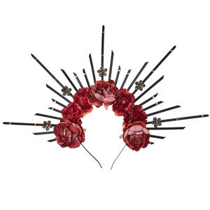 عرض هالوني تاج اكسسوارات الشعر عرض لوليتا عرض هالوني الرأس القوطي الرجعية مادونا هالو الظلام زهرة تاج عصابات الرأس - Product Image 4