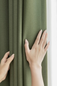 Tela de cortinas de Color verde oscuro opaco alto de lino de poliéster de alta calidad para sala de estar Hotel dormitorio ventanas - Product Image 2
