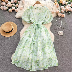 Đầm voan hoa nhí thanh lịch, chất lượng cao, bán chạy, kiểu dáng điệu đà, thích hợp cho kỳ nghỉ và đi biển dành cho nữ - Product Image 5