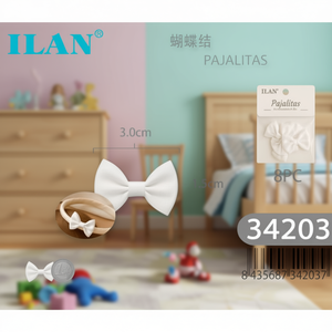 Papillon ILAN 3,0 cm x 1,5 cm, accessori per capelli bianchi per bambini, confezione da 8 pezzi - Product Image 3