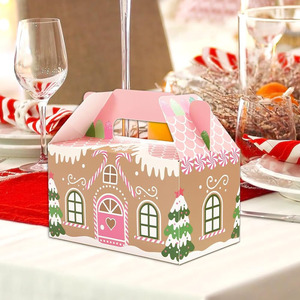Hồng Giáng Sinh Điều Trị Nhà Hình Dạng Hộp <span class=keywords><strong>Gable</strong></span> Với Xử Lý Kẹo Túi Xmas Quà Tặng Giấy Container Đảng Ủng hộ Tùy Chỉnh Hộp Quà Tặng - Product Image 6