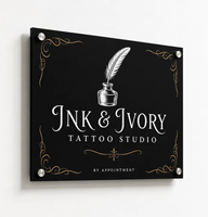 Enseigne personnalisée en acrylique pour studio de tatouage, support mural pour boutique de tatouage, impression UV découpée au laser, vente en gros