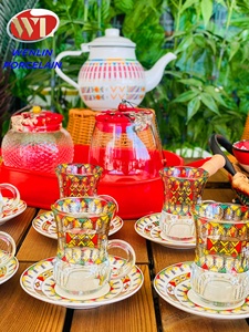 Juego de tazas de café de vidrio de Ramadán, caja de regalo, botellas de vidrio árabe, etíope, cerámica y porcelana, Habesha dorado a granel - Product Image 3