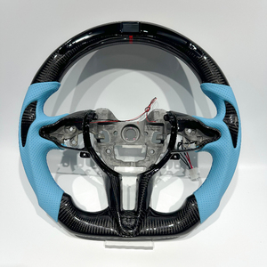 Volant en cuir bleu clair avec fibre de carbone, personnalisable pour <span class=keywords><strong>Hyundai</strong></span> Elantra, I20, <span class=keywords><strong>I30</strong></span>, Elantra N, Veloster N - Product Image 1
