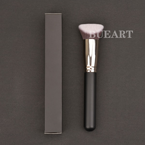 Daily Queen – Ensemble de 3 pinceaux véganes à manche en bois noir <span class=keywords><strong>mat</strong></span> pour fond de teint, fard à paupières et sourcils, poils denses, marque privée - Product Image 5