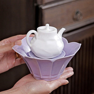 <b>Ceramic</b> Lotus Shaped Teapot Stand Porcelain Water Storage <b>Tea</b> Tray For Kung Fu <b>Tea</b> Set With Lid Afternoon <b>Tea</b> Use - Product Image 1