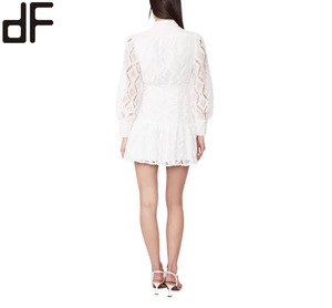 Day Look Ladies Lace <strong>Dress</strong> in Ivory Semi Sheer Long Sleeve <strong>Dress</strong> a <strong>Victorian</strong> Inspired Collar <strong>Dresses</strong> - Product Image 2