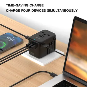 100W Super carga rápida mundo internacional adaptador de viaje universal extensión de alimentación con USB y tipo-c