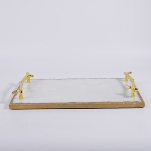 Tùy Chỉnh Đá Cẩm Thạch Pho Mát Khay Đá Cẩm Thạch Sang Trọng Phục Vụ Khay Trang Trí Nội Thất Tấm Món Ăn Bằng Đá Cẩm Thạch Khay Với Vàng Xử Lý - Product Image 3