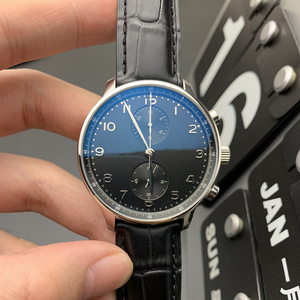 Montre chronographe de luxe d'inspiration européenne pour homme, montre classique, bracelet en acier inoxydable et cuir - Product Image 4