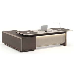 कार्यालय एल आकार के लक्जरी प्रबंधक कंप्यूटर कार्यकारी छत लकड़ी के काम डेस्क डिजाइन और कुर्सी सेट के लिए आधुनिक तालिका - Product Image 2