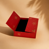 Boîte cadeau de Noël personnalisée de haute qualité en carton recyclé à double porte avec fermeture magnétique, poignée en éponge, carton ondulé pour emballage de luxe
