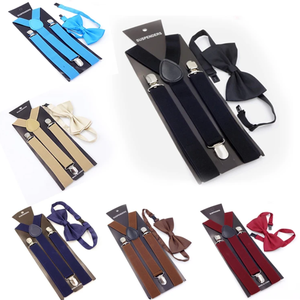 Conjunto de pajarita <span class=keywords><strong>con</strong></span> <span class=keywords><strong>tirantes</strong></span> elásticos en stock al por mayor, pinzas para hombre en forma de W, <span class=keywords><strong>tirantes</strong></span> traseros, pañuelo, pajarita, <span class=keywords><strong>traje</strong></span> de negocios - Product Image 2
