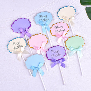 Decorazioni per Torte di <span class=keywords><strong>Compleanno</strong></span> con <span class=keywords><strong>Auguri</strong></span> Scrivibili, Bandierine Decorative per Torte, Topper Fai-da-Te per Scritte a Mano, Set da 5 Pezzi - Product Image 1