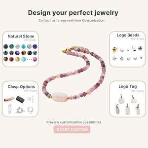 ชุดสร้อยคอหินธรรมชาติสีชมพูย้อมสีสำหรับผู้หญิง ดีไซน์เก๋ ประดับด้วยโรสควอตซ์สุดหรู พร้อมลูกปัดทรงกลมทันสมัย เหมาะเป็นของขวัญ - Product Image 5