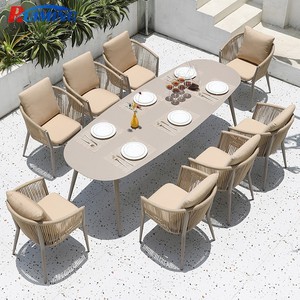 8 Seat Patio Dining Set <strong>Outdoor</strong> Furniture Aluminum Oval <strong>Bench</strong> <strong>Table</strong> Rope Chairs Seat Garden Restaurant Furniture Oversize <strong>Table</strong> - Product Image 1
