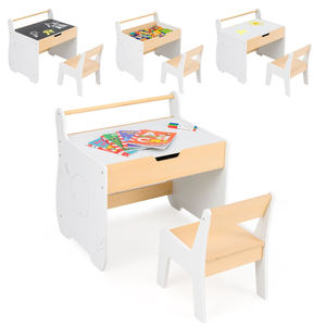 Ensemble de bureau et chaise pour enfants. <span class=keywords><strong>Table</strong></span> <span class=keywords><strong>multi</strong></span>-<span class=keywords><strong>activités</strong></span> en bois avec tableau noir/tableau blanc/porte-rouleau de papier pour la peinture d'enfants d'artisanat d'art - Product Image 2