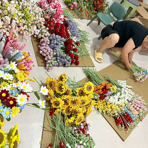 Décoration de la maison bouquet de fleurs artificielles tissées simulé fil de <span class=keywords><strong>laine</strong></span> crochet tissé à la main bulle rose fleurs tricotées - Product Image 3