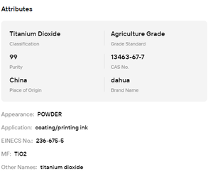 High Purity Titanium Dioxide TiO2 Industrial Grade Filler <b>Bulk</b> Raw Material For Terrazzo Floors <b>Water</b> Treatment - Product Image 6