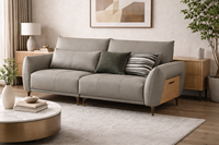 Canapé en cuir de luxe scandinave moderne, mousse haute densité, trois sièges profonds, design minimaliste et élégant pour salon