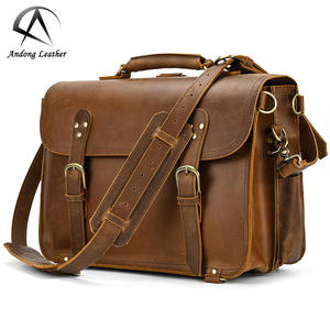 Sac à main en cuir Crazy Horse Andong pour homme, rétro, 14 pouces, sacoche en cuir de vachette, sac bandoulière, sac de voyage - Product Image 1